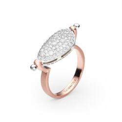  Zlatarna Celje Balance Forgatható Gyűrű - Fehér és Fekete Brill Kövekkel - Limitált Széria