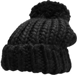  4F Női Kötött Sapka Pomponnal - Mélyfekete