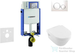 Geberit Kombifix falra szerelhető WC szett, Villeroy & Boch Omnia Architectura CeramicPlus Wc soft close ülőkével, Sigma 20 fehér/króm nyomólappal 110302005NB4 (110302005NB4)