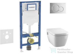 Geberit Duofix falra szerelhető WC szett, Tece Teceone bidés WC soft close ülőkével, Sigma 01 fényes króm nyomólappal SANI11CT1101 (SANI11CT1101)