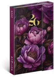 Realsystem Határidõnapló mágnessel záródó REALSYSTEM 110x160mm heti sárga lapos Purple flowers 2026 (5412-PF) - tonerpiac