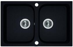 Laveo SBC_B208 - LAVEO Celia 85 kétmedencés gránit mosogató dugókiemelővel 850X480 matt fekete (SBC_B208)