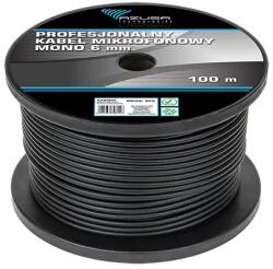 Azusa KAB0606 Professzionális mono mikrofonkábel, réz, fekete színű, 1 eres árnyékolt, 6mm, 100m/tekercs (KAB0606)