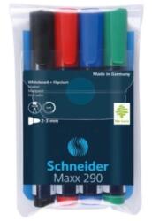 Schneider Marker SCHNEIDER Maxx 290, pentru tabla de scris+flipchart, varf rotund 2-3mm, 4 cul/set - (N, R, A, V) (S-129094) - ihtis