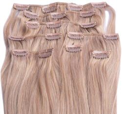 HairExtensionShop Csatos Emberi Póthaj Világos Aranyszőke Színben 50cm (Szín #18) (RC5018)