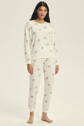 Esotiq Cervia női hosszú pizsama, ekrü, ginkgomintás, L