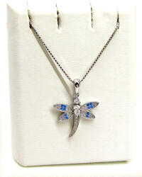 Kristály Szitakötő KRISTÁLY SZITAKÖTŐ ezüst nyaklánc - kék-fehér (2025083008)