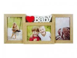  Fényképtartó Baby 3db 10x15cm-es képhez fenyő (CQ628)