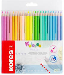 Kores Színes ceruza készlet, háromszögletű, KORES "Kolores Pastel", 24 pasztell szín