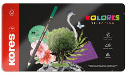 Kores Színes ceruza készlet, háromszögletű, fém doboz, KORES "Kolores Selection", 72 különböző szín