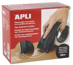 Apli Csomagolószalag adagoló, beépített pengével, csomagolószalaggal, APLI, fekete