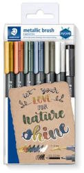 STAEDTLER Dekormarker, 1-6 mm, kúpos, ajándék tusfilccel, STAEDTLER "8321", 6 különböző metál szín