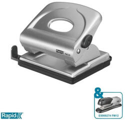 Rapid Lyukasztó, kétlyukú, 25 lap, fém, RAPID "FMC25", ezüstmetál