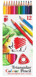 ICO Színes ceruza készlet, háromszögletű, ICO "Süni", 12 különböző szín