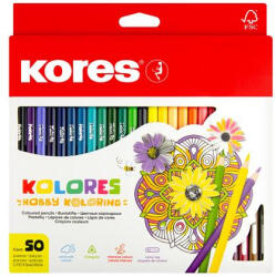 Kores Színes ceruza készlet, háromszögletű, KORES "Triangular", 50 különböző szín