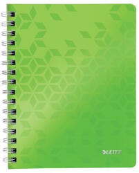 Leitz Spirálfüzet, A5, kockás, 80 lap, LEITZ "Wow", zöld