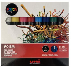 uni Dekormarker készlet, 1, 8-2, 5 mm, UNI "Posca PC-5M", 8 különböző szín