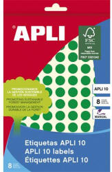APLI Etikett, 10 mm kör, kézzel írható, színes, APLI, zöld, 1008 etikett/csomag