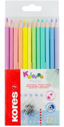 Kores Színes ceruza készlet, háromszögletű, KORES "Kolores Pastel", 12 pasztell szín