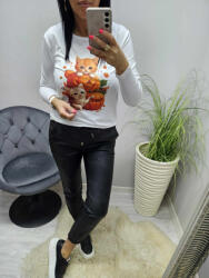 Norafashion Csinos cica mintás hosszú ujjú felső (911377)