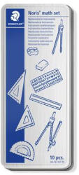 STAEDTLER Matematikai készlet, fém dobozban, 10 darabos, vonalzóval, körzővel és kiegészítőkkel, STAEDTLER® "557 10