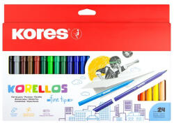 Kores Filctoll készlet, kimosható, KORES "Korellos", 24 különböző szín