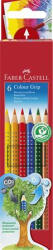 Faber-Castell Színes ceruza készlet, háromszögletű, FABER-CASTELL "Grip 2001", 6 különböző szín