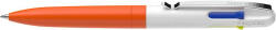 Schneider Golyóstoll, 0, 5 mm, nyomógombos, négyszínű, SCHNEIDER "Take 4 Neon", narancs-fehér