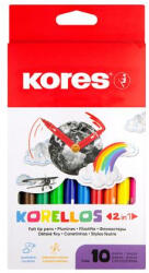 Kores Filctoll készlet, 1-3 mm, kimosható, KORES "Korellos 2in1", 10 különböző szín