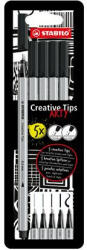 STABILO Tűfilc készlet, STABILO "Creative Tips ARTY", fekete, 5 különböző vastagság