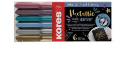 Kores Ecsetirón készlet, KORES "Metallic Style", 6 metál szín