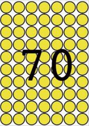 APLI Etikett, 19 mm kör, színes, A5 hordozón, APLI, sárga, 560 etikett/csomag - toptoner