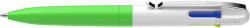 Schneider Golyóstoll, 0, 5 mm, nyomógombos, négyszínű, SCHNEIDER "Take 4 Neon", zöld-fehér