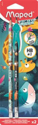 Maped Grafitceruza radírral, HB, háromszögletű, ceruzafogóval, MAPED "Jungle Fever", kétféle minta