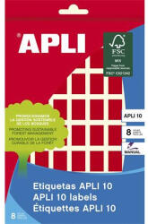 APLI Etikett, 12x18 mm, kézzel írható, színes, kerekített sarkú, APLI, piros, 448 etikett/csomag - toptoner