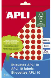 APLI Etikett, 10 mm kör, kézzel írható, színes, APLI, piros, 1008 etikett/csomag - toptoner