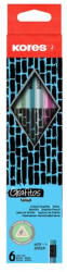 Kores Grafitceruza radírral, HB, háromszögletű, KORES "Style Cracked", vegyes metál színek