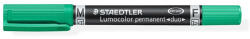 STAEDTLER Alkoholos marker, 0, 6/1, 5 mm, kúpos, kétvégű, STAEDTLER "Lumocolor® duo 348", zöld