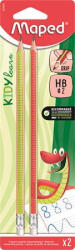 Maped Írástanuló grafitceruza radírral, HB, háromszögletű, MAPED "Kidy Learn", 2 darab
