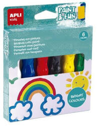 APLI Tempera készlet, ecsetvégű tubusban, APLI Kids "Paint&Fun", 6 különböző szín