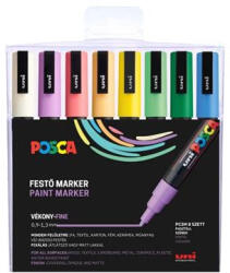 uni Dekormarker készlet, 0, 9-1, 3 mm, UNI "Posca PC-3M", 8 különböző pasztell szín