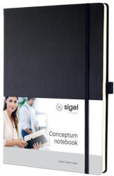 Sigel Jegyzetfüzet, exkluzív, A4, vonalas, 97 lap, keményfedeles, SIGEL "Conceptum", fekete