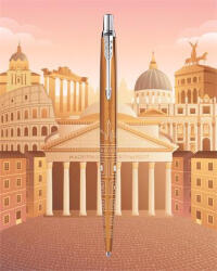 Parker Golyóstoll, 0, 7 mm, ezüst színű klip, mintás tolltest, PARKER, "Royal Jotter Róma", kék