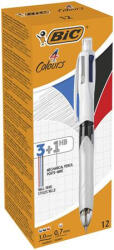 BIC Golyóstoll, háromszínű, nyomósirónnal egyben, BIC "4 Colours