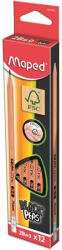 Maped Grafitceruza radírral, 2B, háromszögletű, MAPED "Black'Peps