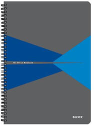 Leitz Spirálfüzet, A4, kockás, 90 lap, PP borító, LEITZ "Office", szürke-kék