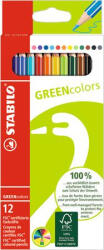 STABILO Színes ceruza készlet, hatszögletű, STABILO "GreenColors", 12 különböző szín