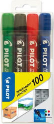 Pilot Alkoholos marker, 1 mm, kúpos, PILOT "Permanent Marker 100", 4 szín