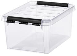Smartstore Műanyag tárolódoboz, 8 liter, fekete fogantyúkkal, SMARTSTORE "Classic 10", átlátszó