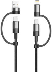 DeTech Кабел за данни DeTech DE-54UCI, 4в1 USB-Lightning/Type-C Type-C - Type-C, 1.0m, Черен - 40535